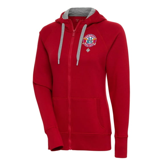 Women's Antigua Red Memphis Red Sox Victory Full-Zip Hoodie