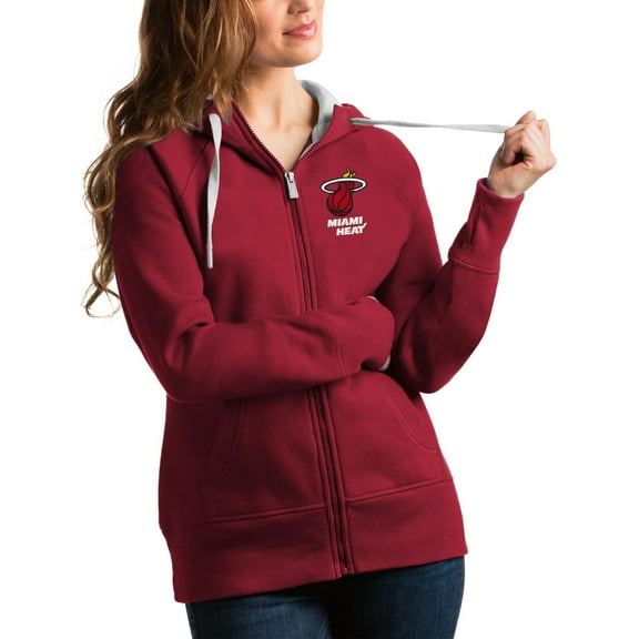 Women's Antigua Red Miami Heat Victory Full-Zip Hoodie
