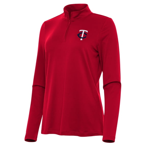 Women's Antigua Red Minnesota Twins Reprocess Quarter-Zip Top