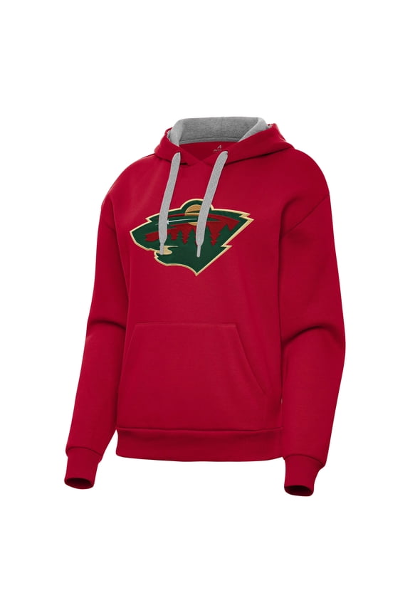 Women's Antigua Red Minnesota Wild Victory Pullover Hoodie