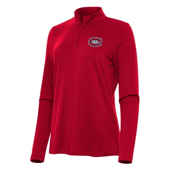 Women's Antigua Red Montreal Canadiens Reprocess Quarter-Zip Top