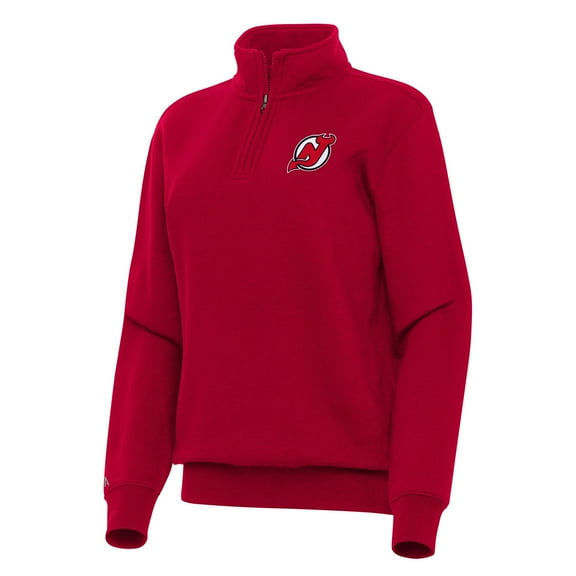 Women's Antigua Red New Jersey Devils Victory Quarter-Zip Sweatshirt