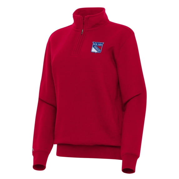 Women's Antigua Red New York Rangers Victory Quarter-Zip Sweatshirt