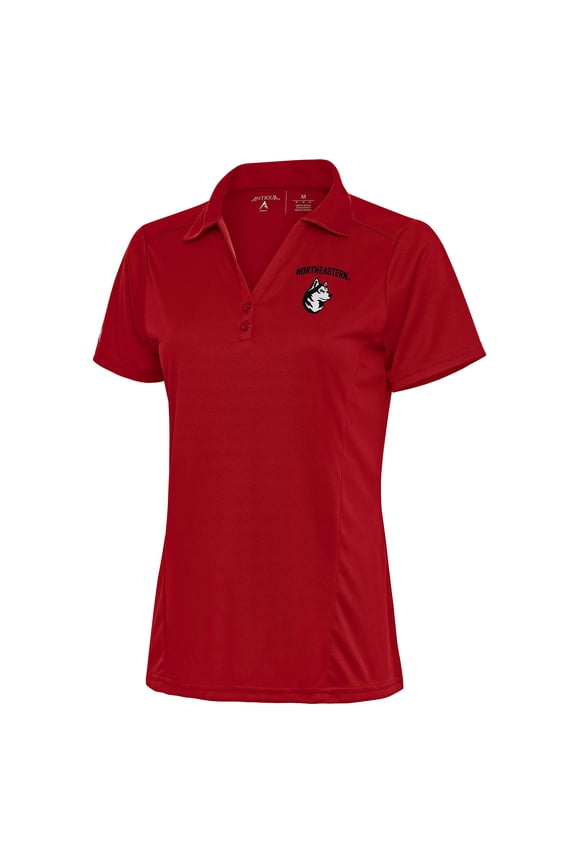 Women's Antigua Red Northeastern Huskies Tribute Polo