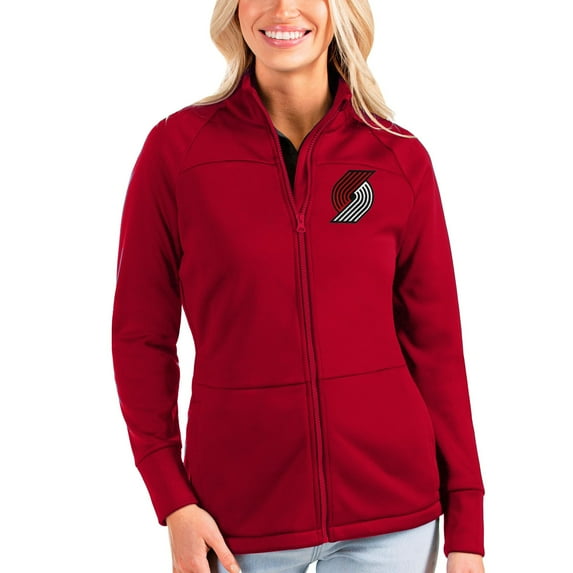Women's Antigua Red Portland Trail Blazers Links Full-Zip Golf Jacket