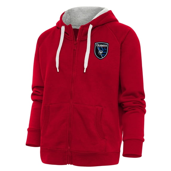 Women's Antigua Red San Jose Earthquakes Logo Victory Full-Zip Hoodie