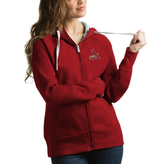 Women's Antigua Red St. Louis Cardinals Victory Full-Zip Hoodie