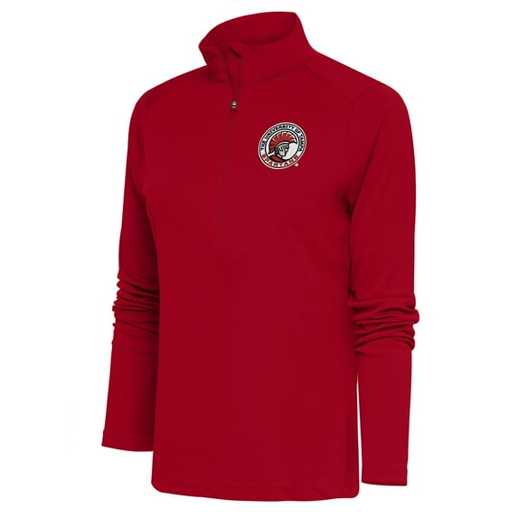 Women's Antigua Red Tampa Spartans Tribute Half-Zip Pullover Top