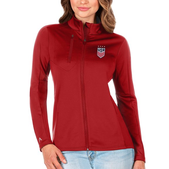 Women's Antigua Red USWNT Generation Full-Zip Jacket