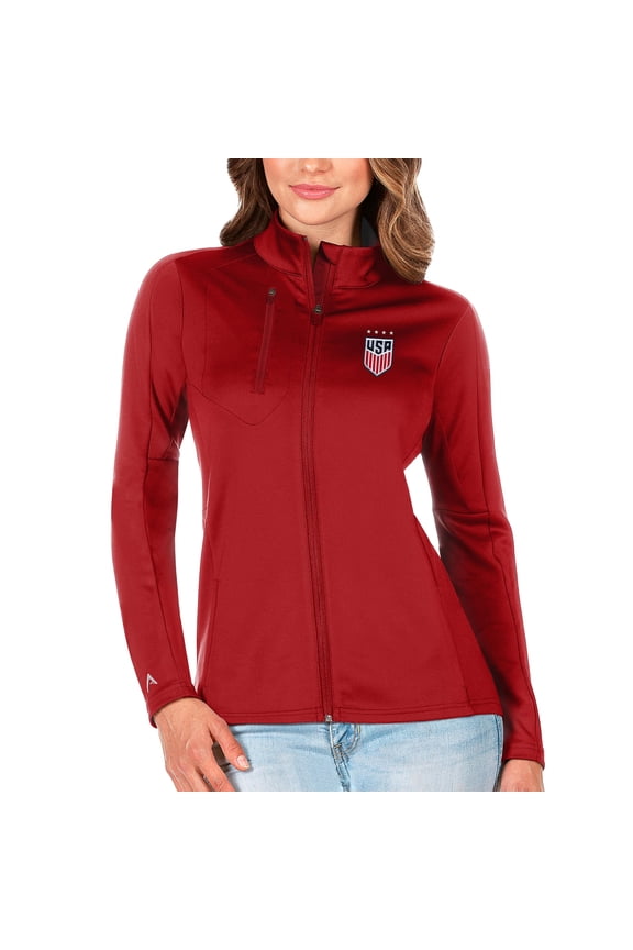 Women's Antigua Red USWNT Generation Full-Zip Jacket