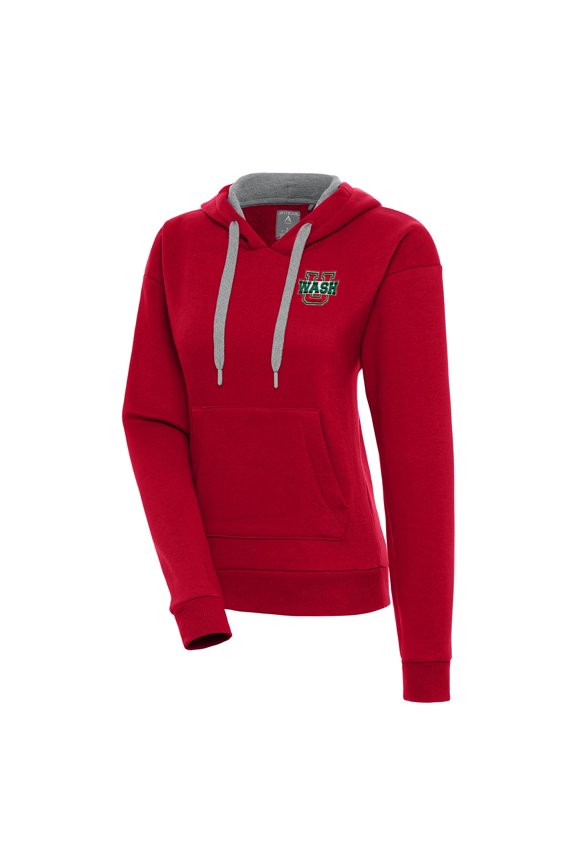Women's Antigua Red WashU Victory Pullover Hoodie