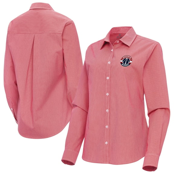 Women's Antigua Red Washington Wizards Porter Woven Long Sleeve Button-Up Shirt