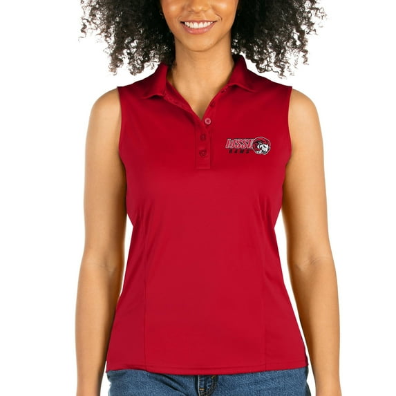 Women's Antigua Red Winston-Salem State Rams Sleeveless Tribute Polo