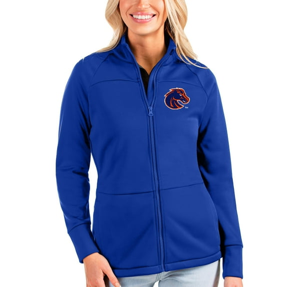 Women's Antigua Royal Boise State Broncos Links Full-Zip Raglan Golf Jacket