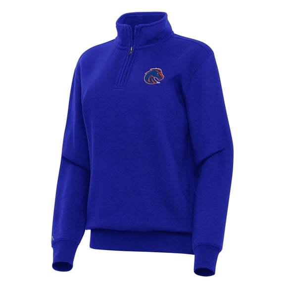 Women's Antigua Royal Boise State Broncos Victory Quarter-Zip Sweatshirt