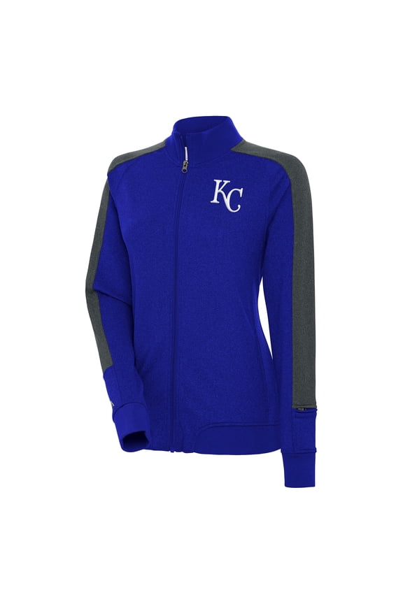 Women's Antigua Royal Kansas City Royals Strike Full-Zip Track Jacket