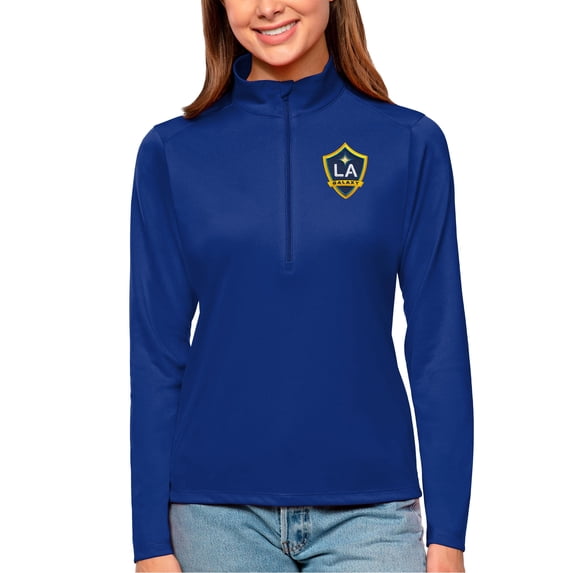 Women's Antigua Royal LA Galaxy Tribute Quarter-Zip Pullover Top