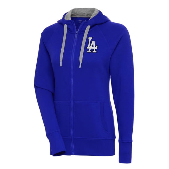 Women's Antigua Royal Los Angeles Dodgers Brushed Metallic Victory Full-Zip Hoodie