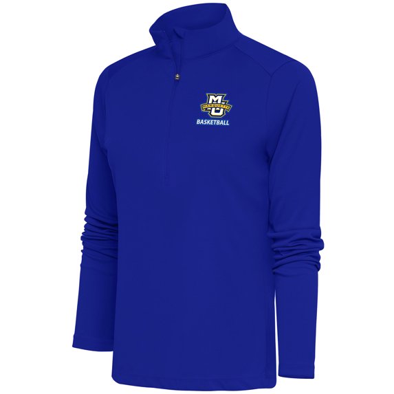 Women's Antigua Royal Marquette Golden Eagles Basketball Tribute Half-Zip Pullover Top
