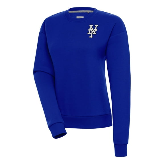 Women's Antigua  Royal New York Mets Brushed Metallic Victory Pullover Sweatshirt