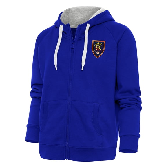 Women's Antigua Royal Real Salt Lake Logo Victory Full-Zip Hoodie