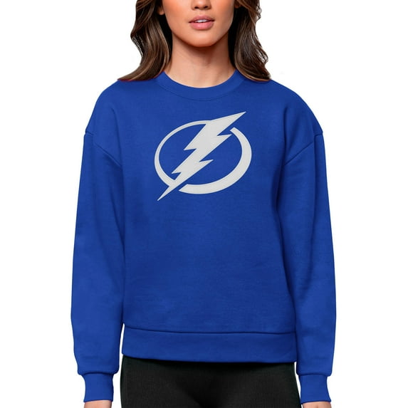 Women's Antigua Royal Tampa Bay Lightning Primary Logo Team Logo Victory Crewneck Pullover Sweatshirt