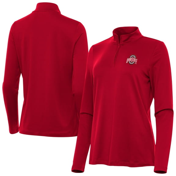 Women's Antigua  Scarlet Ohio State Buckeyes Reprocess Quarter-Zip Top