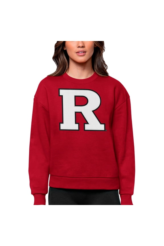 Women's Antigua Scarlet Rutgers Scarlet Knights Victory Crewneck Pullover Sweatshirt