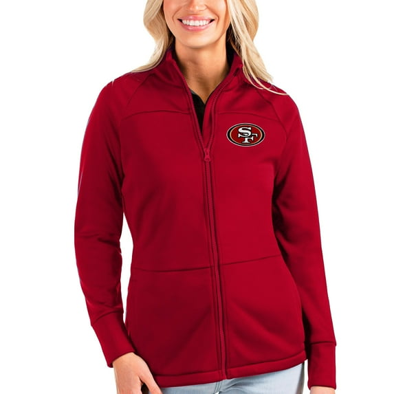 Women's Antigua Scarlet San Francisco 49ers Links Full-Zip Golf Jacket