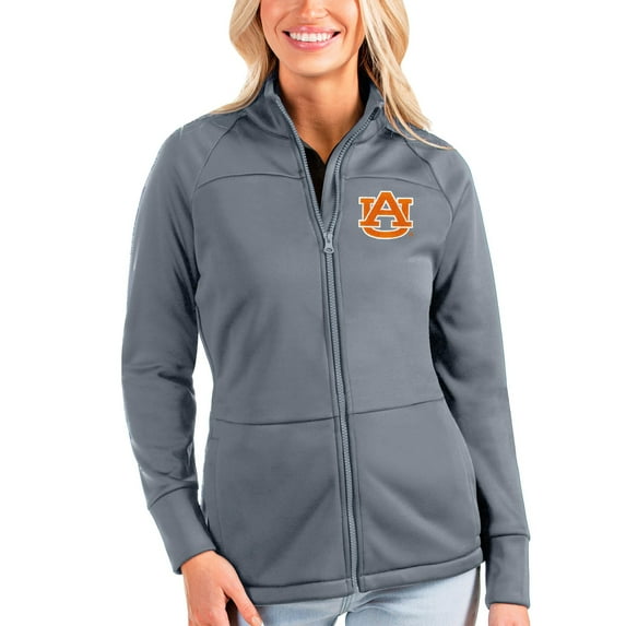 Women's Antigua Silver Auburn Tigers Links Full-Zip Raglan Golf Jacket