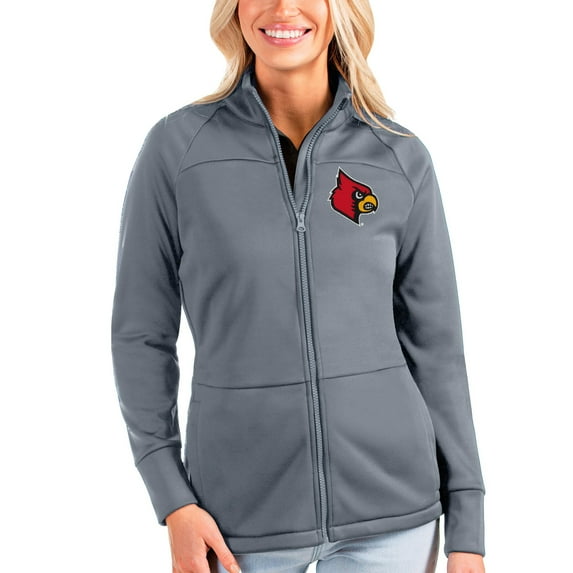 Women's Antigua Silver Louisville Cardinals Links Full-Zip Golf Jacket