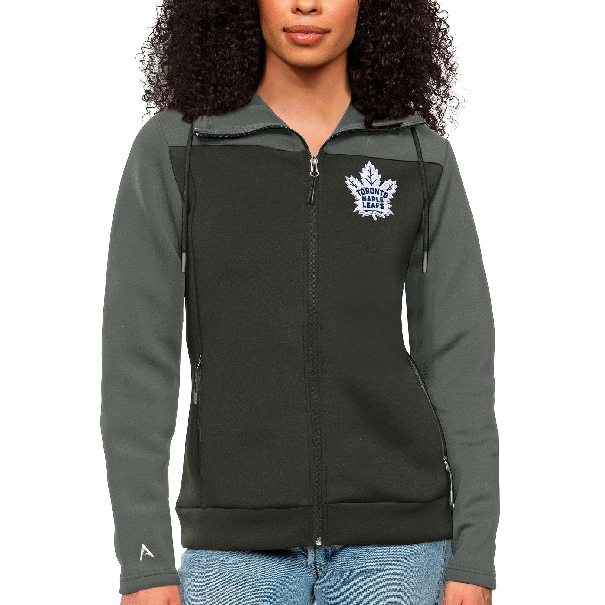 Women's Antigua Steel/Charcoal Toronto Maple Leafs Protect Full-Zip Hoodie  - Walmart.com