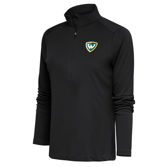 Women's Antigua Wayne State Warriors Black Tribute Half-Zip Top