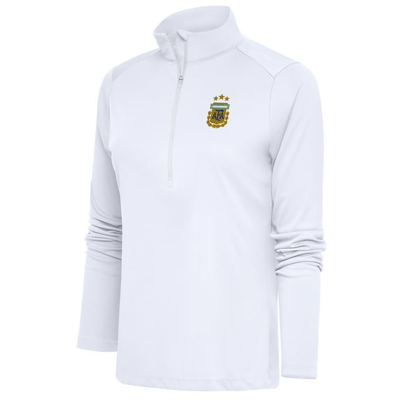 Women's Antigua White Argentina National Team Tribute Half-Zip Pullover Top