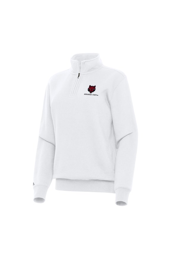Women's Antigua White Arkansas State Red Wolves Victory Quarter-Zip Sweatshirt