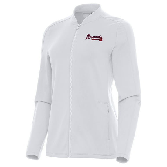 Women's Antigua White Atlanta Braves Continual Full-Zip Jacket
