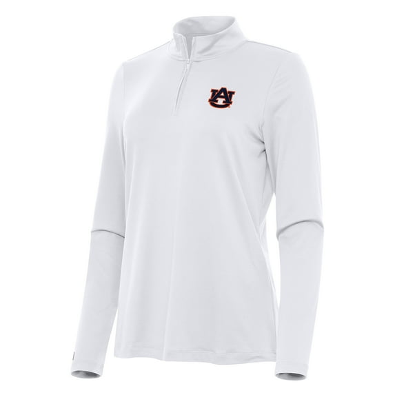 Women's Antigua White Auburn Tigers Reprocess Quarter-Zip Top