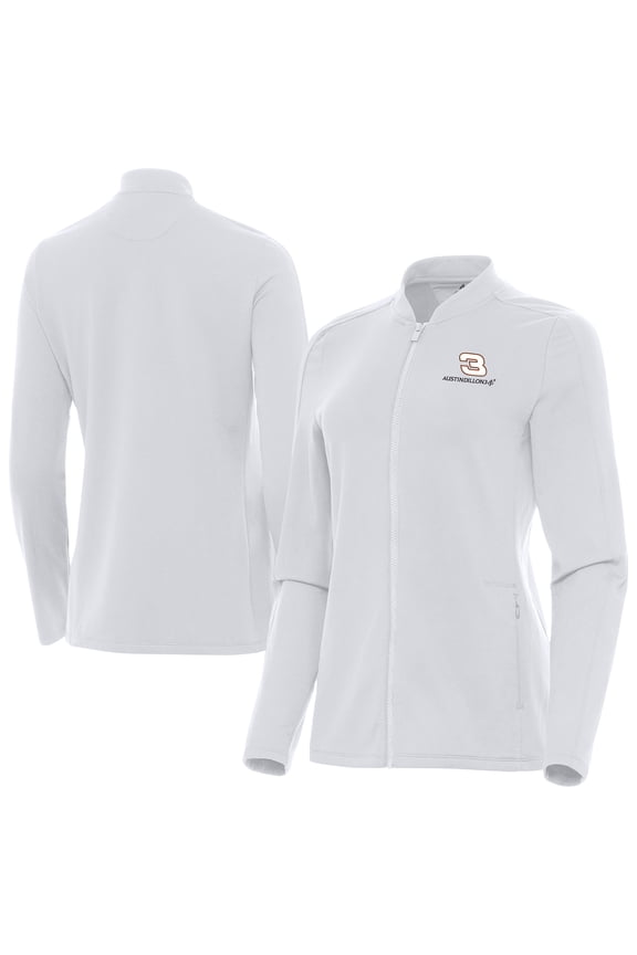Women's-Antigua  White Austin Dillon Continual Full-Zip Jacket