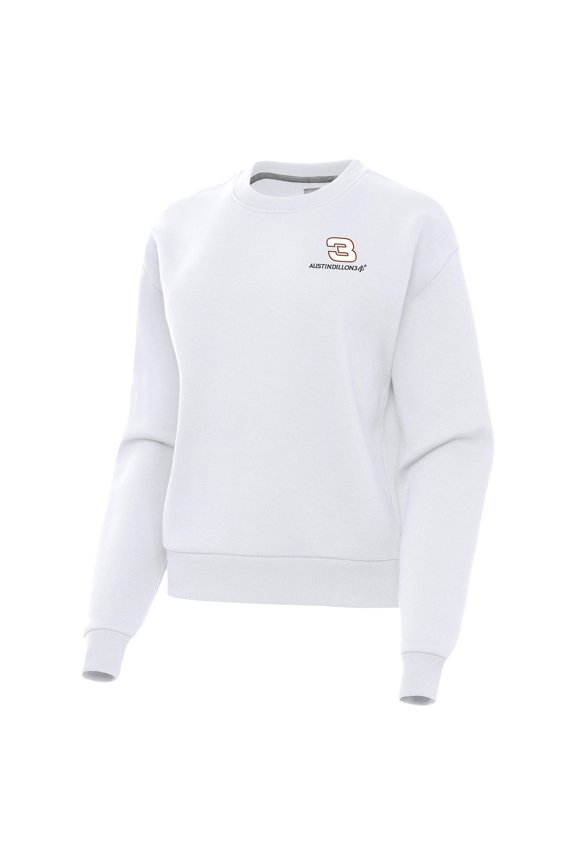 Women's Antigua  White Austin Dillon-Victory Pullover Sweatshirt