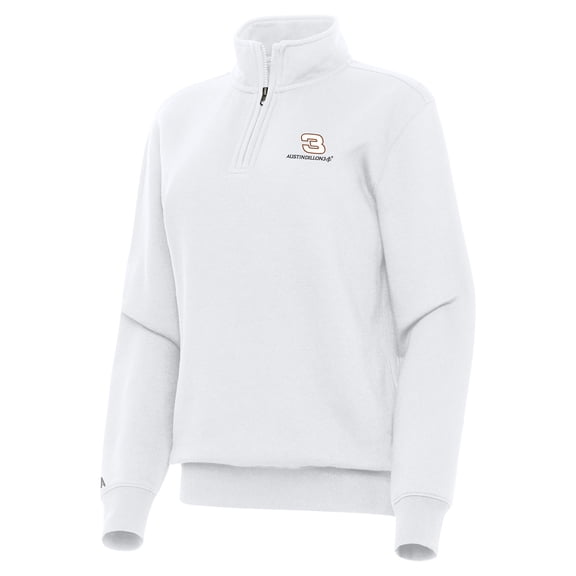 Women's-Antigua White Austin Dillon Victory Quarter-Zip Sweatshirt