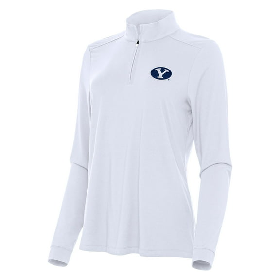 Women's Antigua White BYU Cougars Intent Quarter-Zip Top