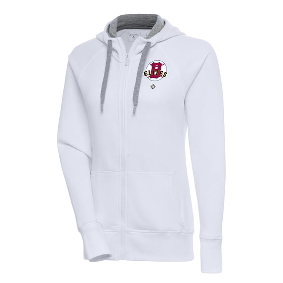 Women's Antigua White Baltimore Elite Giants Victory Full-Zip Hoodie
