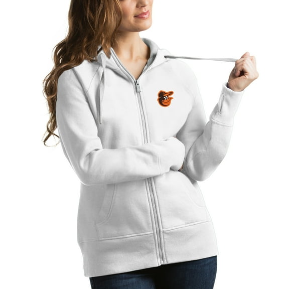 Women's Antigua White Baltimore Orioles Victory Full-Zip Hoodie