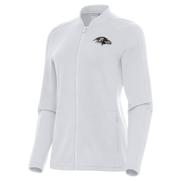 Women's Antigua  White Baltimore Ravens Continual Full-Zip Jacket