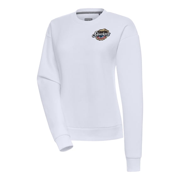Women's Antigua White Biloxi Shuckers Victory Pullover Sweatshirt