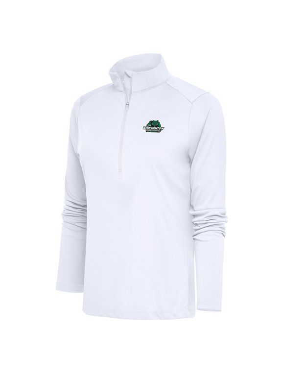 Women's Antigua White Binghamton Bearcats Tribute Digital Thermal Half-Zip Pullover Top