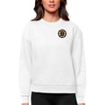 thumbnail image 1 of Women's Antigua White Boston Bruins Primary Logo Victory Crewneck Pullover Sweatshirt, 1 of 1