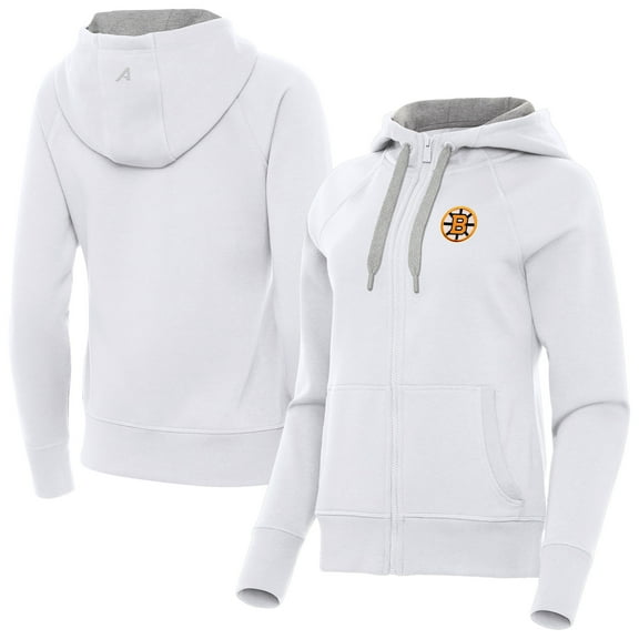 Women's Antigua White Boston Bruins Victory Full-Zip Hoodie
