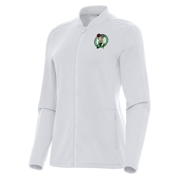 Women's Antigua White Boston Celtics Continual Full-Zip Jacket