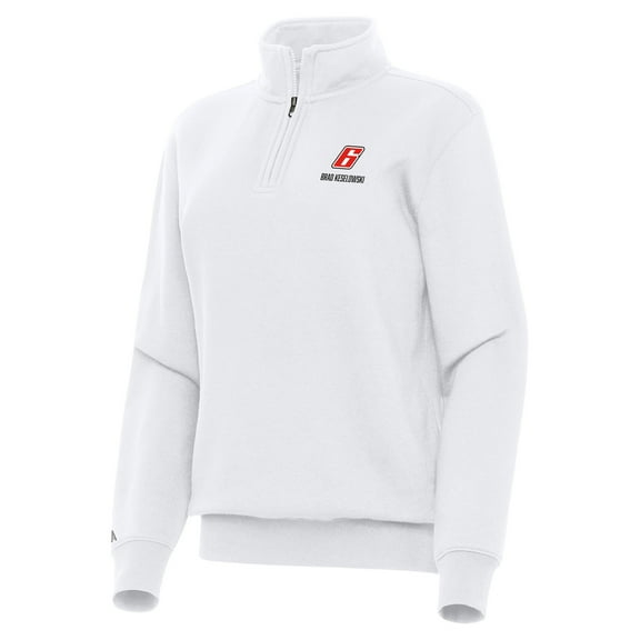 Women's-Antigua White Brad Keselowski Victory Quarter-Zip Sweatshirt